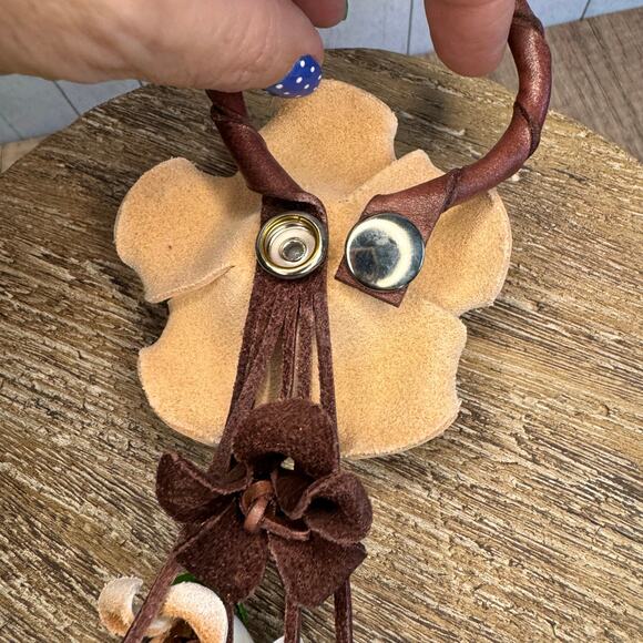 Leather White Rose Purse Charm Genuine Leather Flower Bag Charm NEW FAST SHIP - Picture 8 of 8